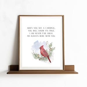 I Am Always With You, Cardinal Sign, Printable Decor, Cardinal Messenger Sign, INSTANT DOWNLOAD, Grief Quote, Bereavement Messages