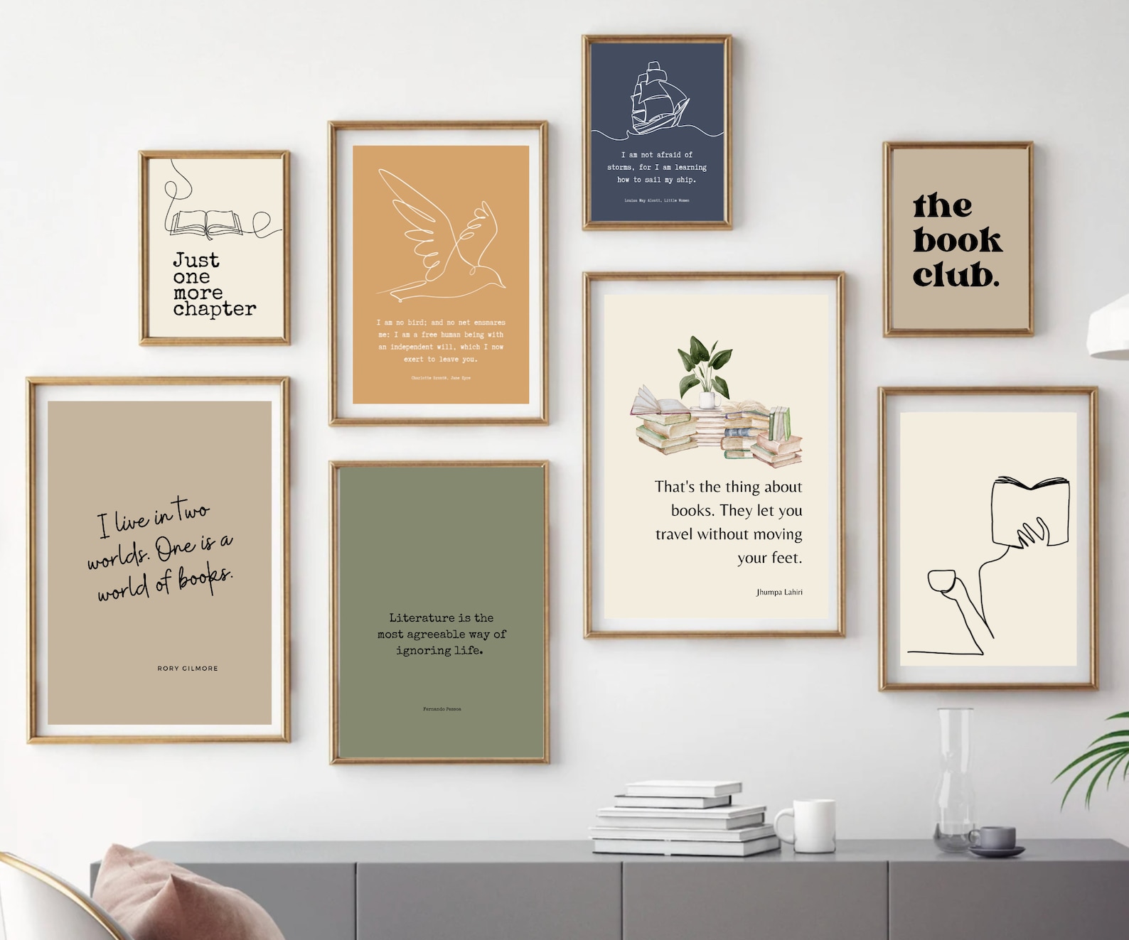 Gallery Wall Set of 18 Prints With Book Quotes, Book Prints, Book Art ...