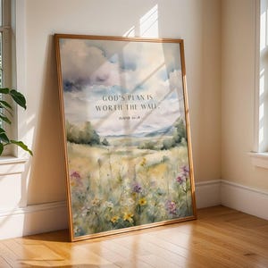 Christian Floral Isaiah 30 18 Bible Verse Wall Poster Wildflowers Painting Scripture Print Christian Wall Art Digital Download Print