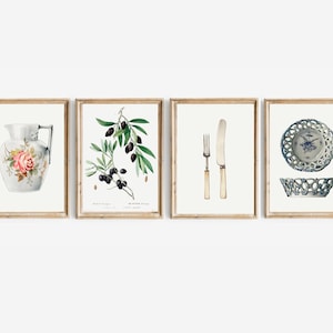Vintage Kitchen Wall Decor | Kitchen Wall Art Set of 4 PRINTABLES | Digital Download | Kitchen Prints Wall Art | Jug Olives Decor