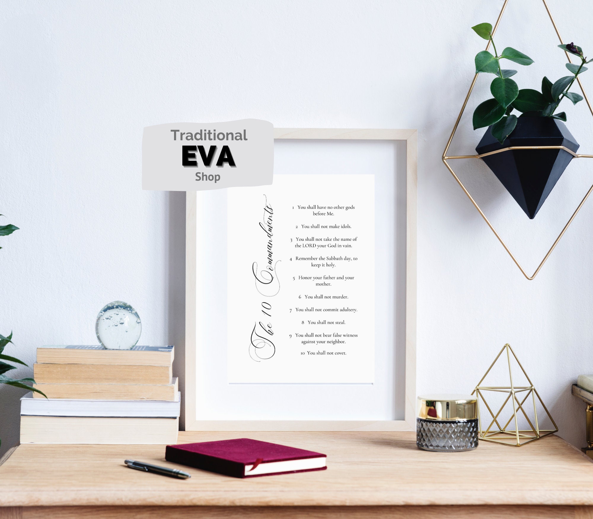 Cursive Ten Commandments Ten Commandments Cursive Printable, Bible Verse Wall Art (digital ...