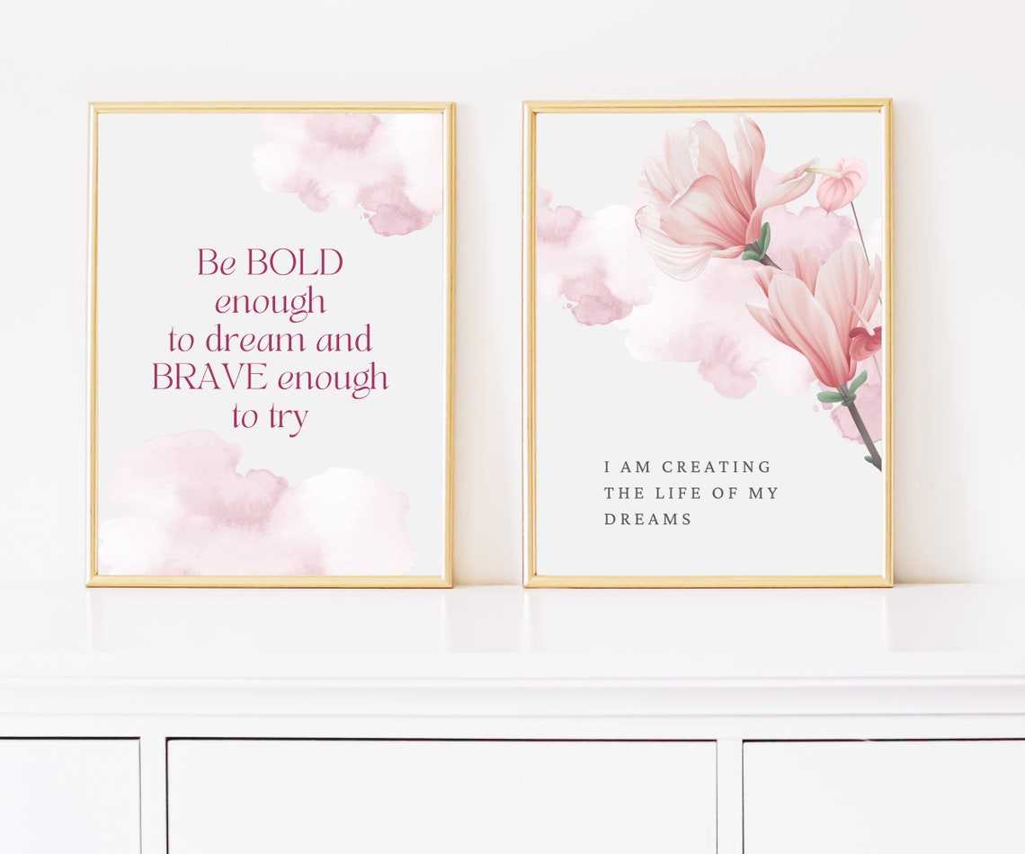 Office Wall Art | Set of 18 PRINTABLES | Home Office Decor | Pink ...