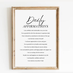 Daily Positivity Self Affirmation Digital Print Self Empowerment Positive Self-Talk School Counselor Corner Therapist Gift Office Art