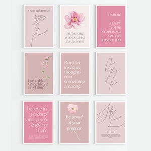 Office Wall Art | Set of 10 PRINTABLES | Home Office Decor | Pink ...