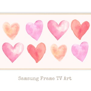 Valentine&#39;s Day Samsung Frame TV Art, Pink Hearts in a Row, Instant Download, Valentine, Frame TV Art, Samsung Art tv
