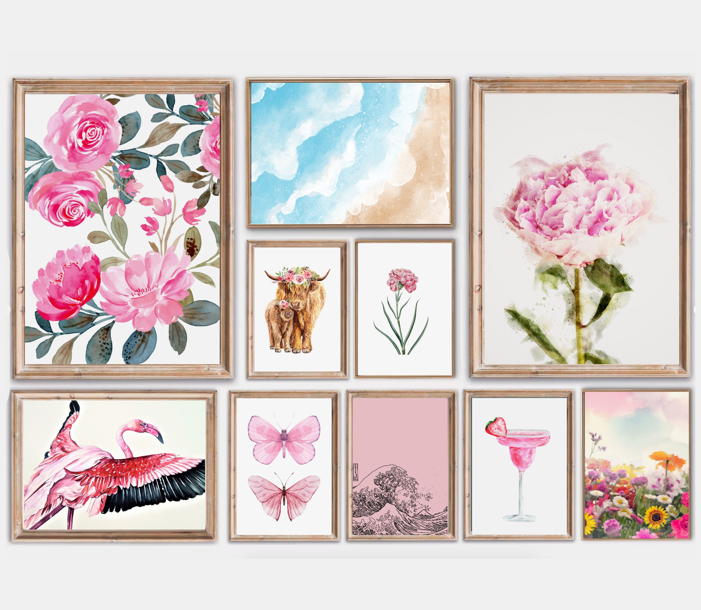 Pink Gallery Wall Art Set of 15, Maximalist Wall Art Set, Digital Download  Prints, Pink Prints, Eclectic Home Decor, Modern Art - Etsy