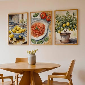 Italian Kitchen Wall Decor | Kitchen Wall Art Set of 3 Printables | Digital Download | Pasta Prints | Italian Wall Art | Lemon Tree Art