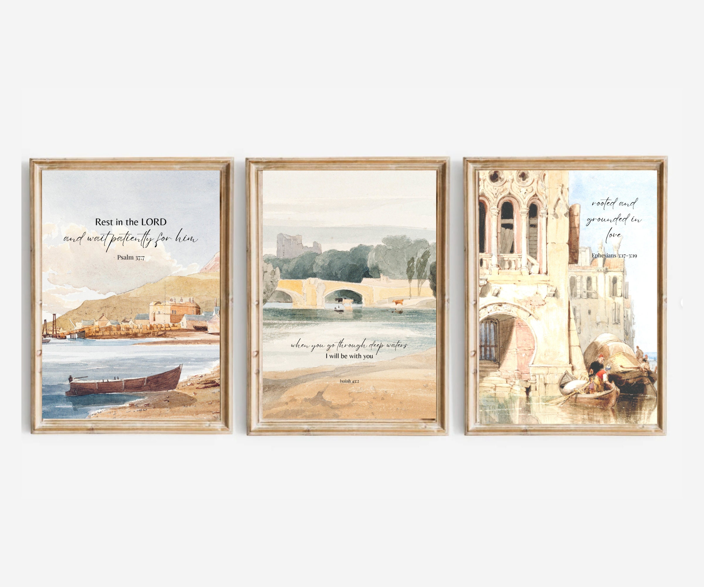 Set of 3 Scripture Wall Art Isaiah 43 2 Psalm 377 Bible Etsy