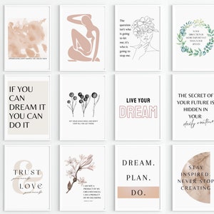 office wall art | set of 20 PRINTABLES | home office decor | Home Office Print Inspirational Quote Prints, Motivational Prints, Vision board