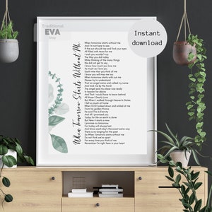 When Tomorrow Starts Without Me Printable Poem, Digital Download, Grief ...