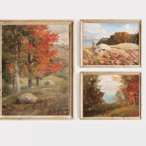 Autumn Gallery Wall Art Set of 3 Prints | Warm Tone Wall Decor | Antique Fall Gallery Wall Prints | Autumn Landscape Painting PRINTABLE Art