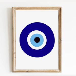 Evil Eye Print, Blue Evil Eye, Greek Evil Eye, Wall Art Prints, Minimal Poster Art, Nazar Poster, Turkish Evil Eye Art, Printable Evil Eye