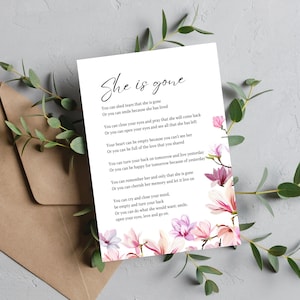 She is Gone | David Harkins Printable Poem, Digital Download, Grief ...