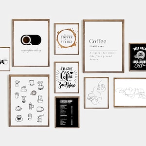 Coffee Gallery Wall Set of 12 Prints – Coffee Line Art – Coffee Bar Prints, Coffee Definition Print – Abstract Coffee Art – Digital Download