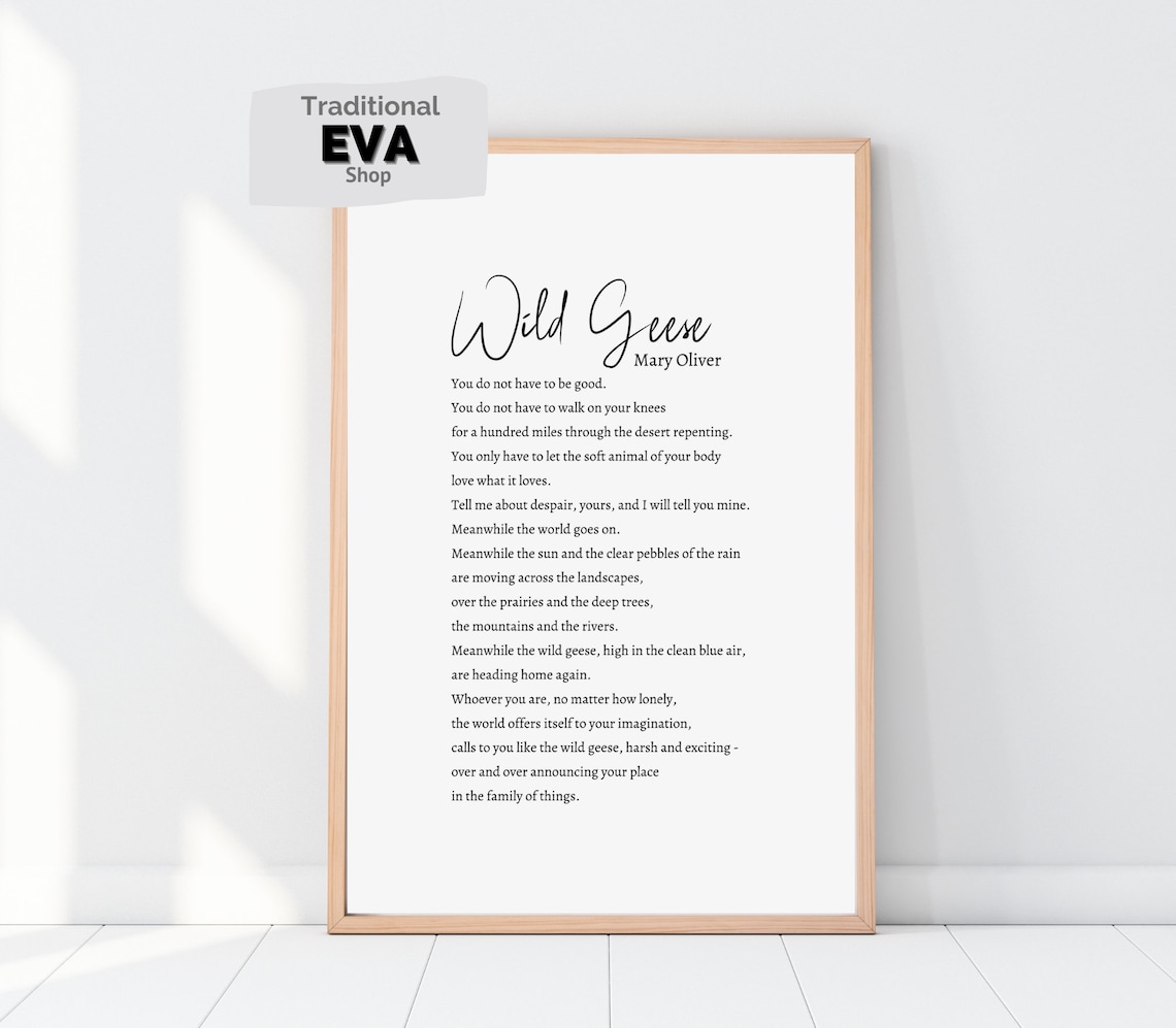 Printable Mary Oliver Wild Geese Poem Quote Wall Art Decor Etsy