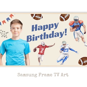 Football Samsung Frame TV Art | Custom Happy Birthday Art with name and photos | Frame TV Happy Birthday Art | Art for Samsung Frame TV