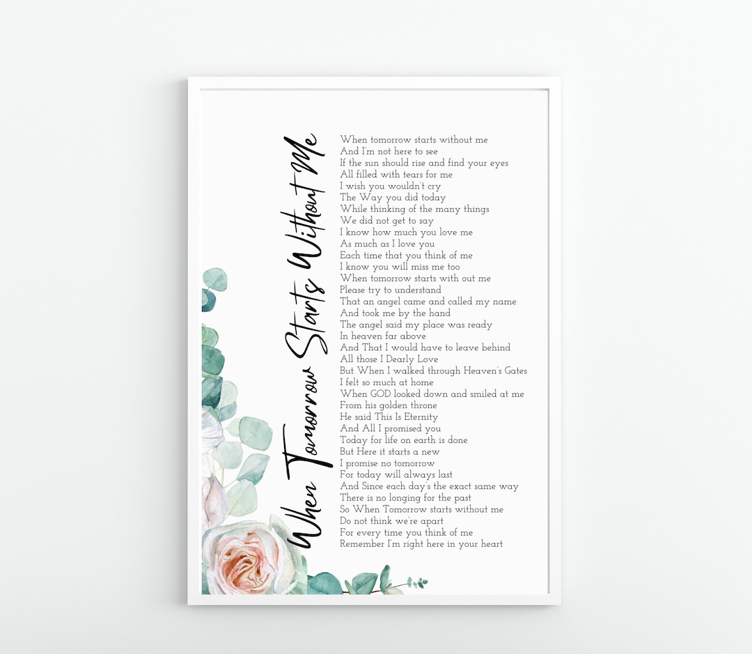 When tomorrow starts without me printable poem digital download grief