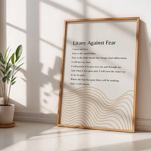 Litany Against Fear | Fear Is The Mind-Killer | Frank Herbert | Motivation | Inspiration | Print | Wall Art | Quote