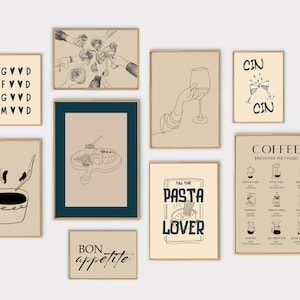 kitchen print set of 11 PRINTABLES | kitchen wall art | kitchen gallery wall | modern kitchen decor | digital download | kitchen prints