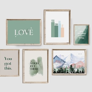 Green Office Wall Art Set of 25 PRINTABLES, Home Office Decor Office Print, Inspirational Quote