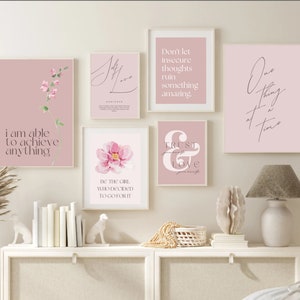 Office Wall Art | Set of 10 PRINTABLES | Home Office Decor | Pink ...