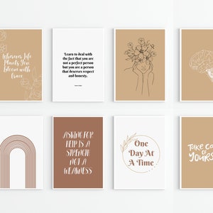 8 therapeut office decor borden, print bundel CBT citaten geestelijke gezondheid deur geschenken set counseling posters therapie wall art school psycholoog