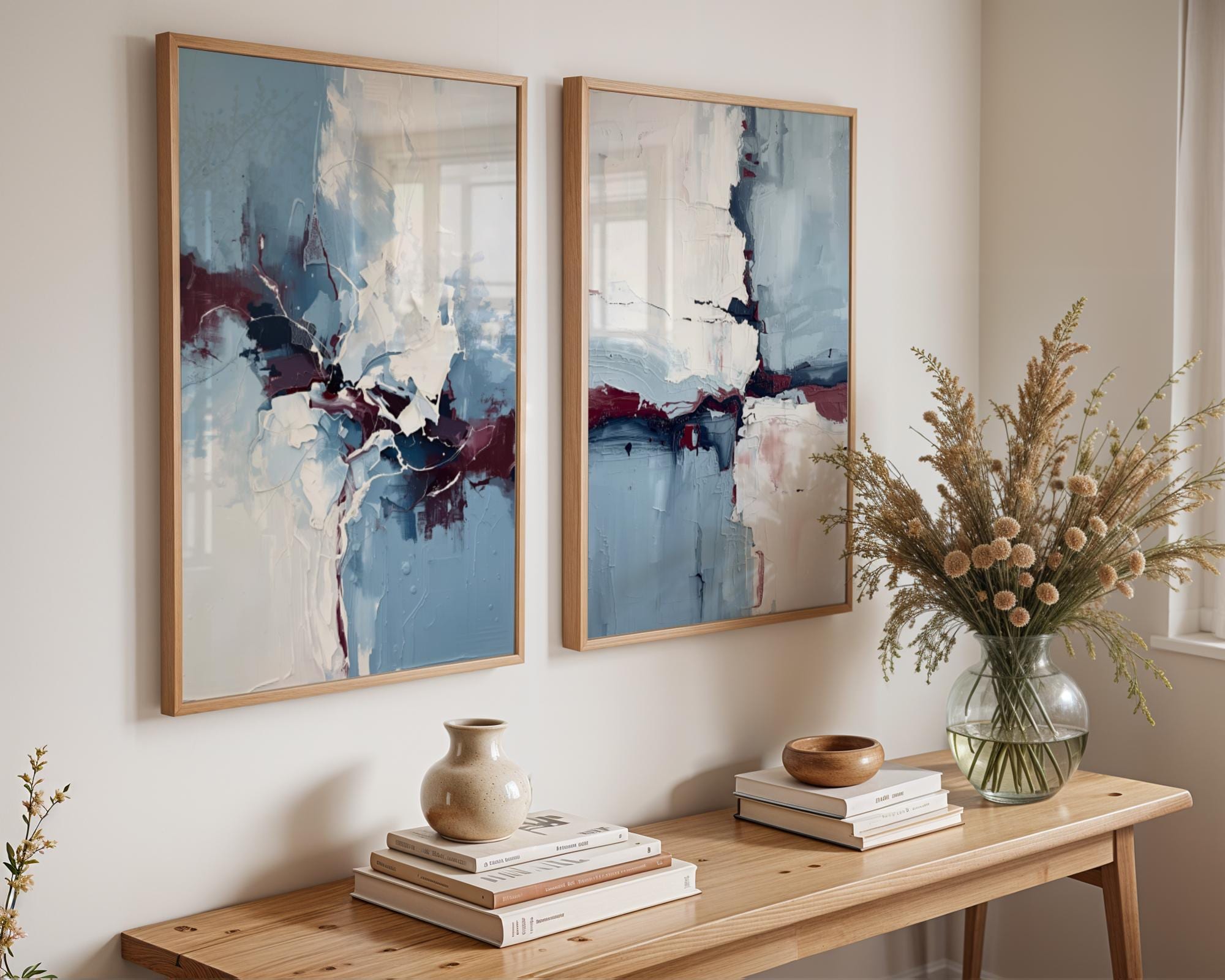 Modern Abstract Line Art Print Blue |...