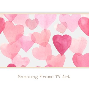 Valentine&#39;s Day Samsung Frame TV Art, Pink Hearts, Instant Download, Valentine, Frame TV Art, Samsung Art tv