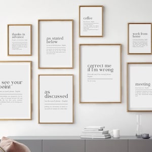 Set of 18 PRINTABLES | home office decor | funny office decor | office wall art | gallery wall set | work from home art | definition prints