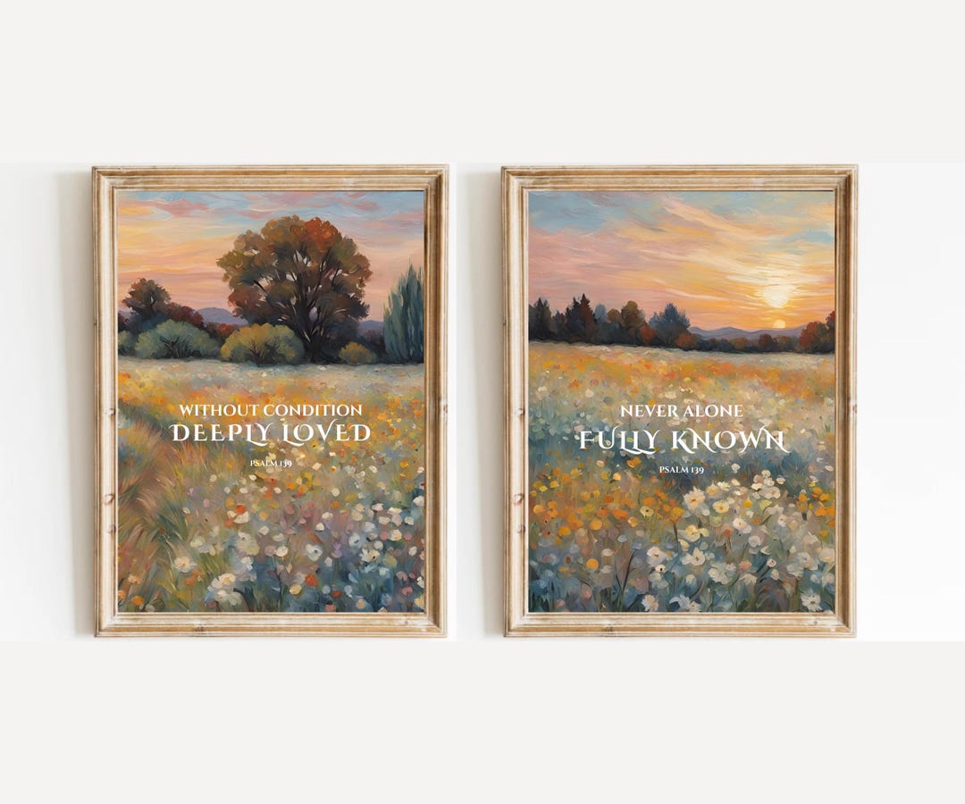 Modern Christian Wall Art Fully Known Deeply Loved Set 2 Bible Verse ...