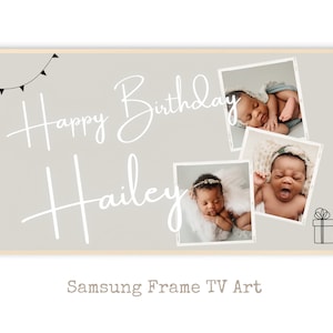 Samsung Frame TV Art | Custom Happy Birthday Art with name and photos | Frame TV Happy Birthday Art | Art for Samsung Frame TV