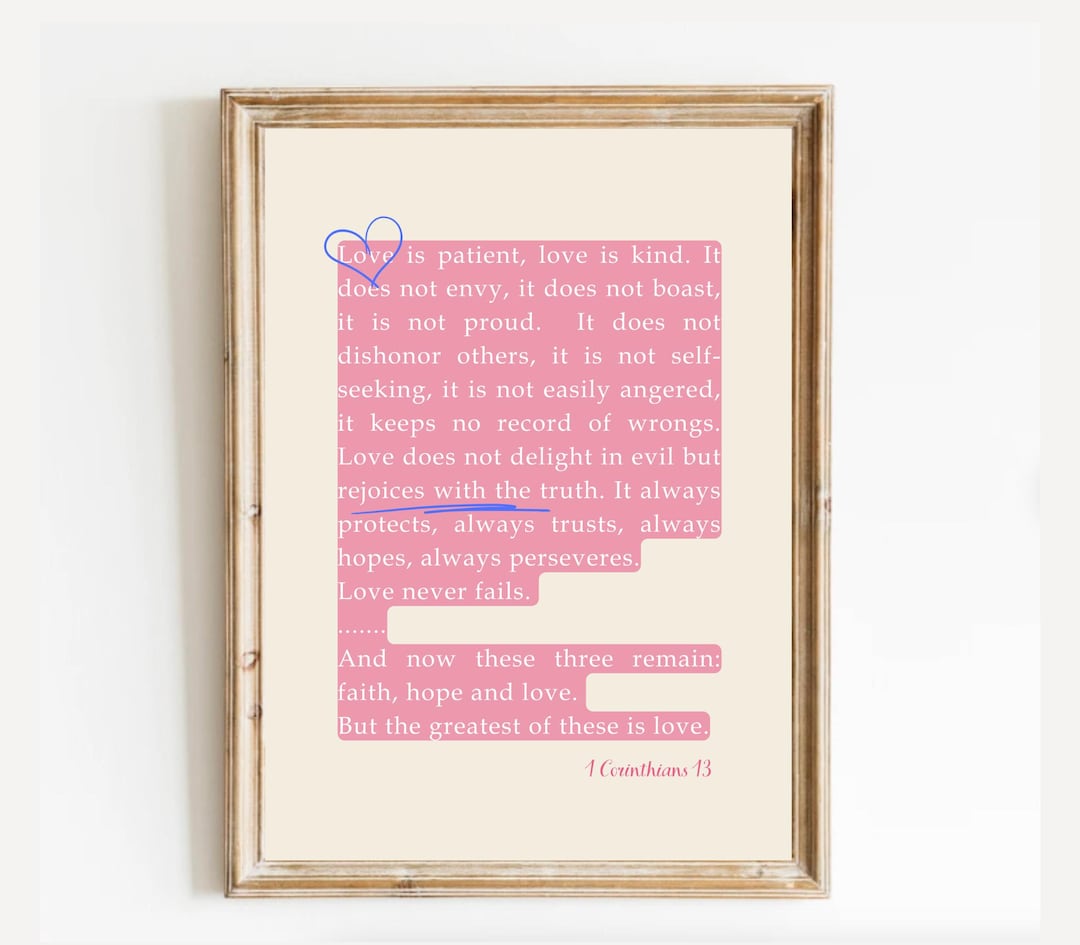 Christian Art 1 Corinthians 13, Love is Patient, Bible Verse Wall ...