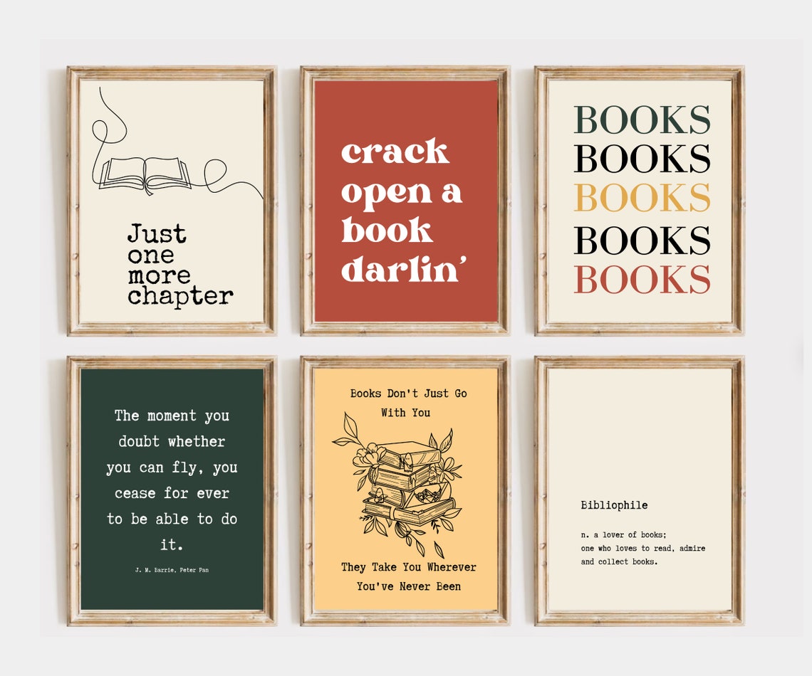 Gallery Wall Set of 16 Prints With Book Quotes, Book Prints, Book Art ...