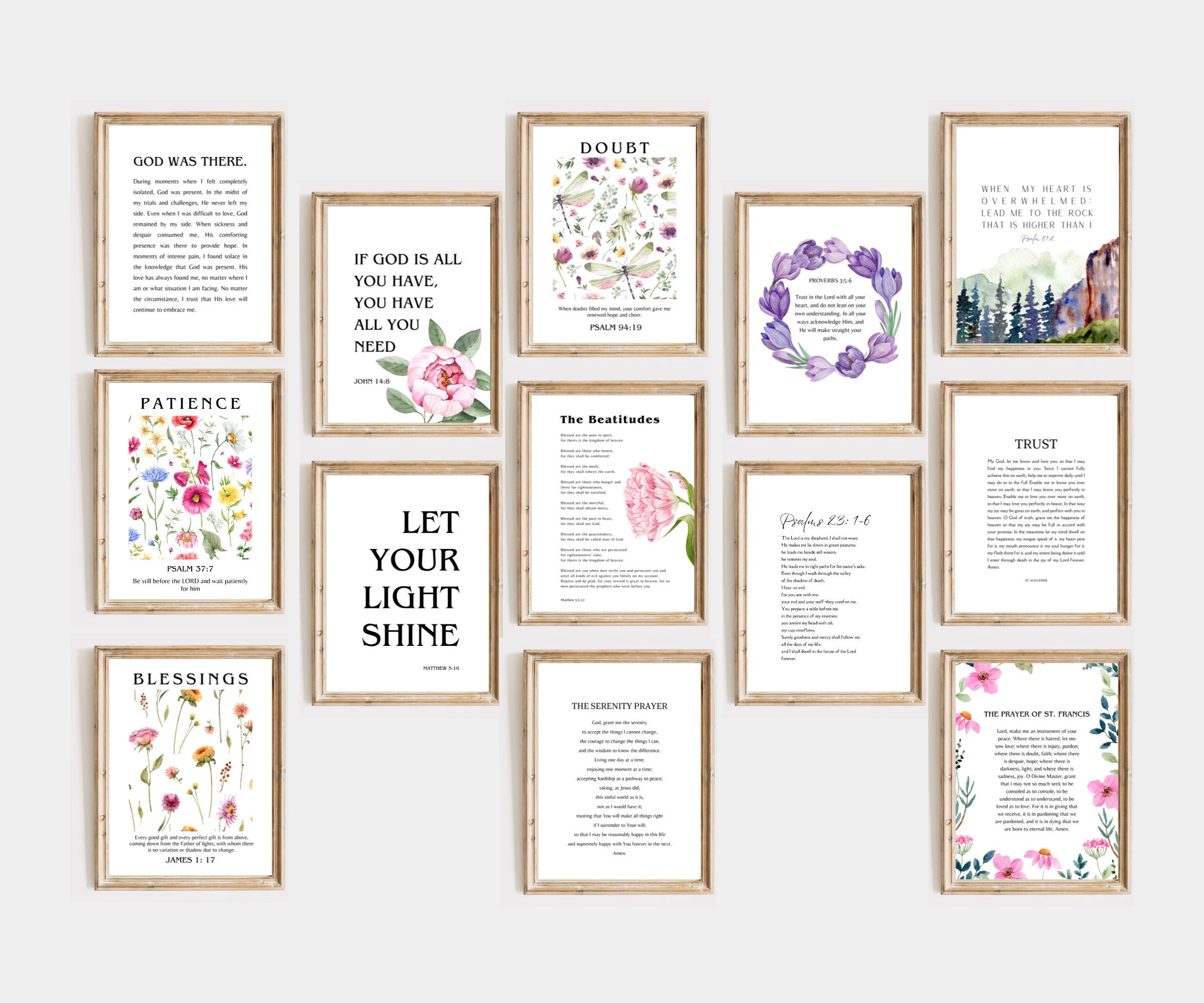 Modern Scripture Wall Art, Set of 22 Faith Prints, Psalms Bible Verse ...