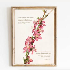 Do not be anxious Philippians 4:6-7, Christian print decor, Bible Verse Poster, vintage floral Scripture Print, Christian Wall Art, DIGITAL