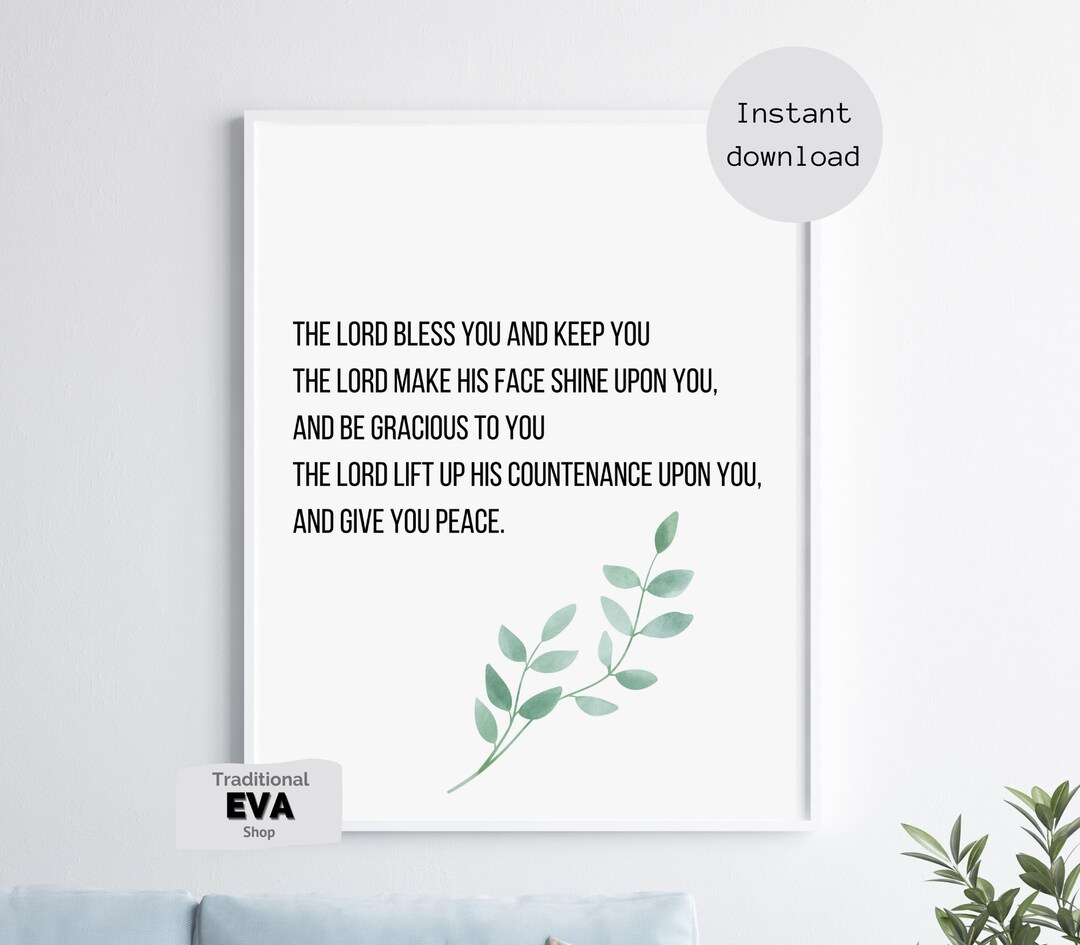 The Blessing Prayer Lyrics Print Poster Minimal - Worship Christian ...