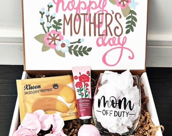 Mother's Day Wine Glass Gift Set - Mother's Day Self Care Gift Box - Self Care Gift for Mom - Grandma Gift Box - Spa Gift - Grandmother Gift