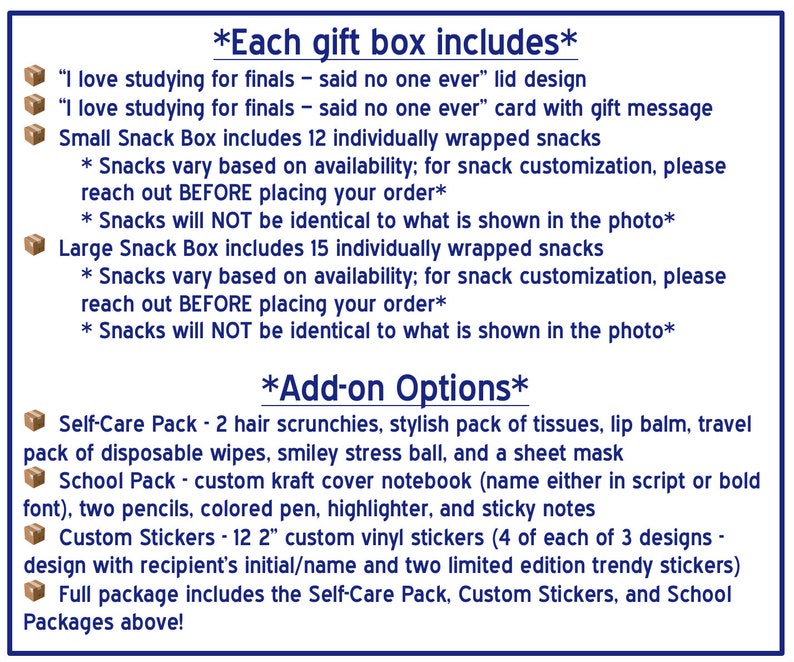 Finals College Care Package - Custom College Care Package - College Snack Box - College Gift Box - Back to School - Snack Care Package bild 2