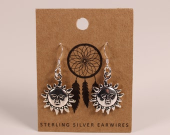 Sun Dangle Earrings with 925 Sterling Silver Earwires