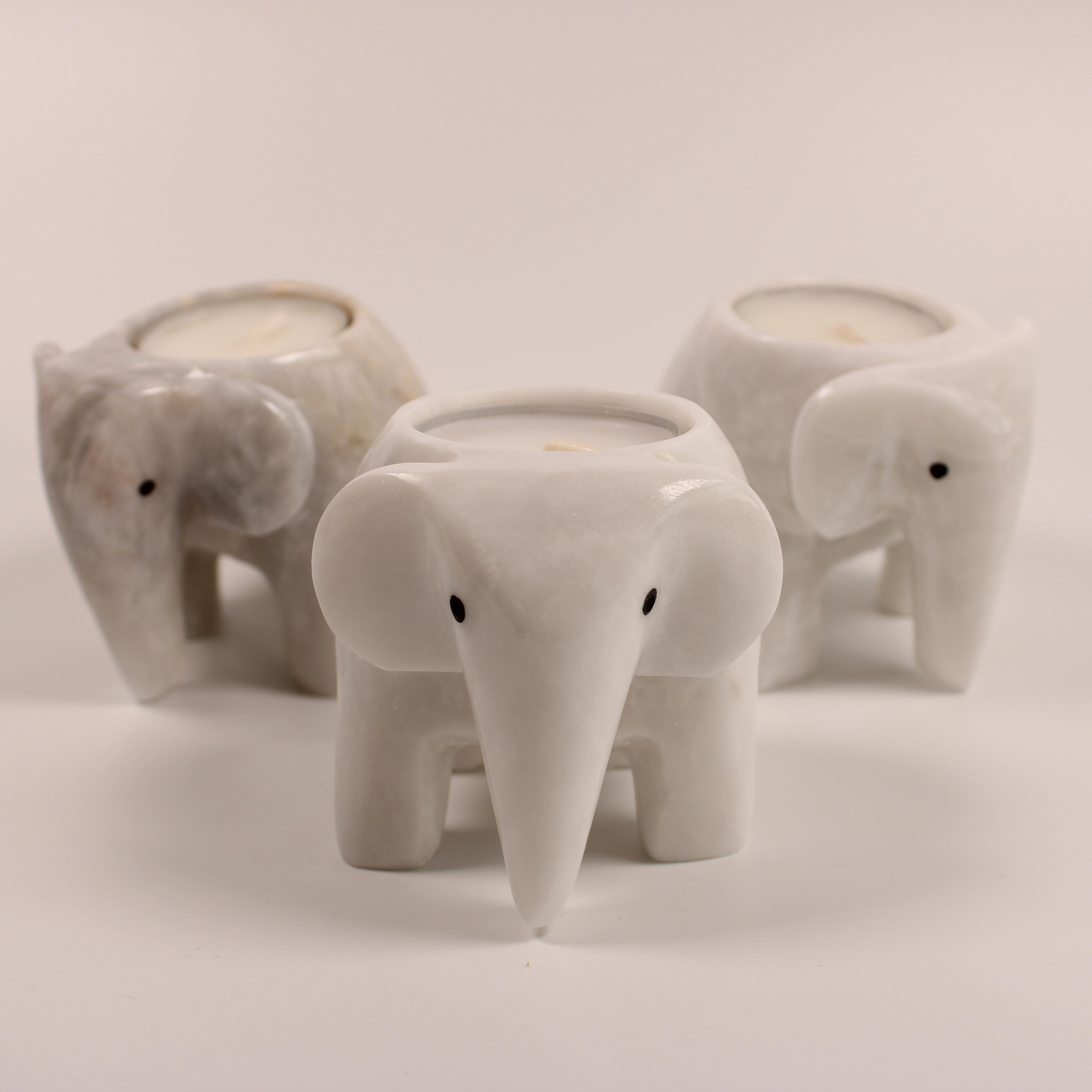 White Grey Onyx Marble Elephant Tea Light Holders / Elephants Etsy UK