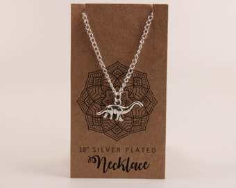 Diplodocus Dippy Silver Plated Boho Necklace