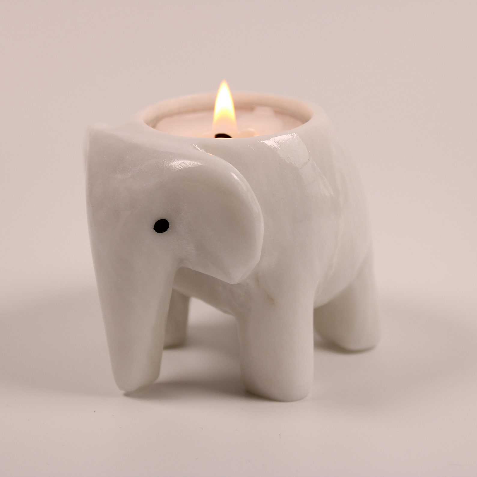White Grey Onyx Marble Elephant Tea Light Holders / Elephants Etsy UK