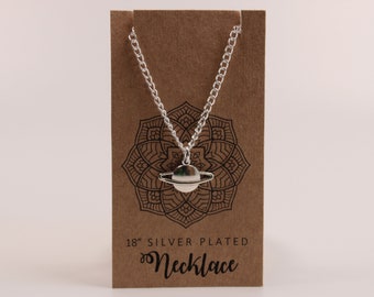 Saturn Planet Silver Plated Boho Necklace