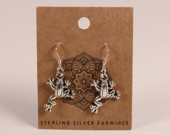 Frog Dangle Earrings with 925 Sterling Silver Earwires