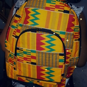 Kente African Print Cotton Backpack, African Backpack, Kente Backpack, Ankara Backpack, Kente Fabric Bag, Ankara Fashion, Ethnic Bag