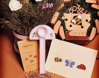 Garden Bee hotel Bee care wildlife habitat and wildflowers gift box for nature lovers | Decorative feeder and planting seeds | Eco gift set