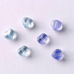 Small Glass Heart, Silver Dust Coated Beads/Charms, 15/30, Centre Drilled, Light Blue, Purple & Mixed, High Quality