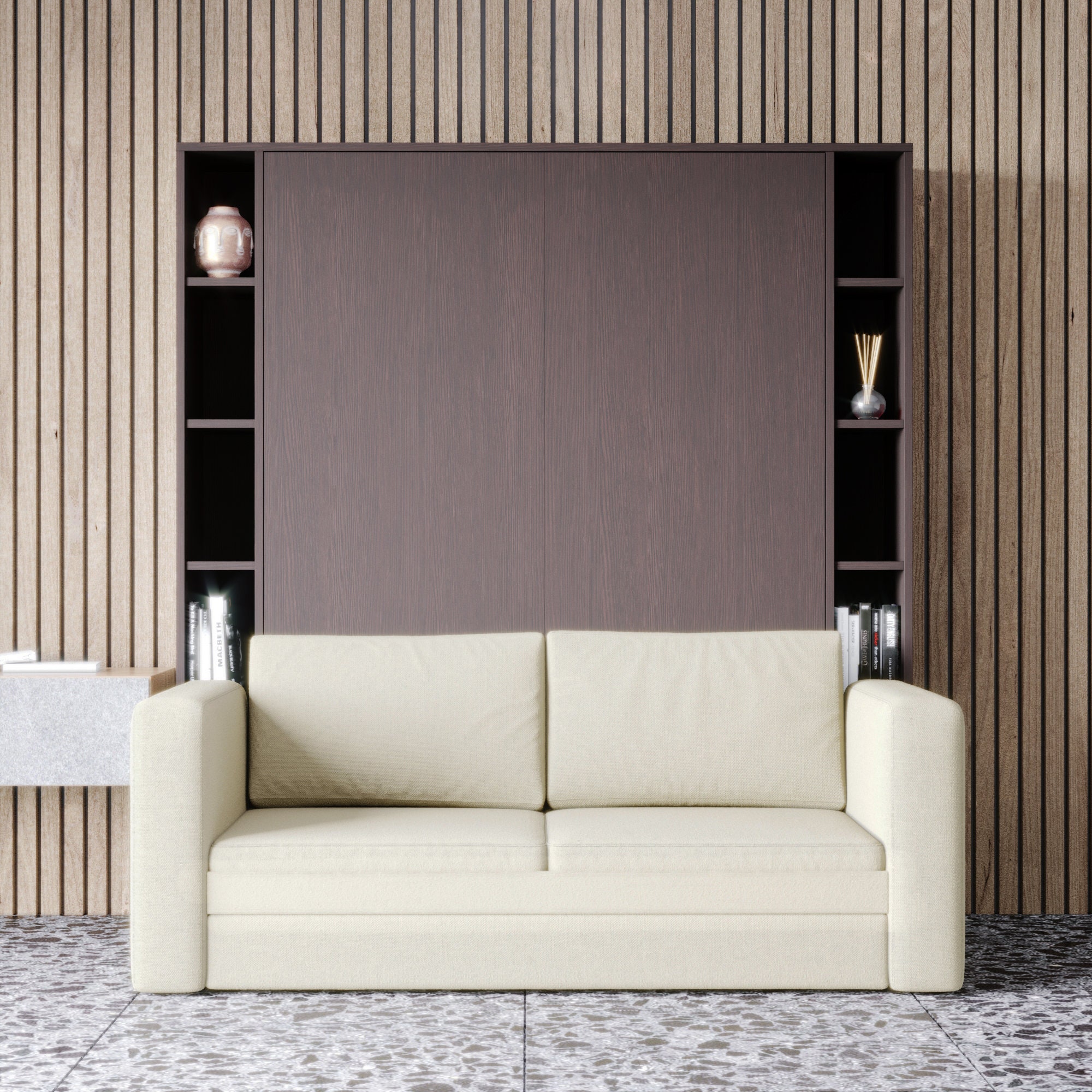 Cama Murphy con sofá y estantes Transformable Wall Bed Unit | Etsy