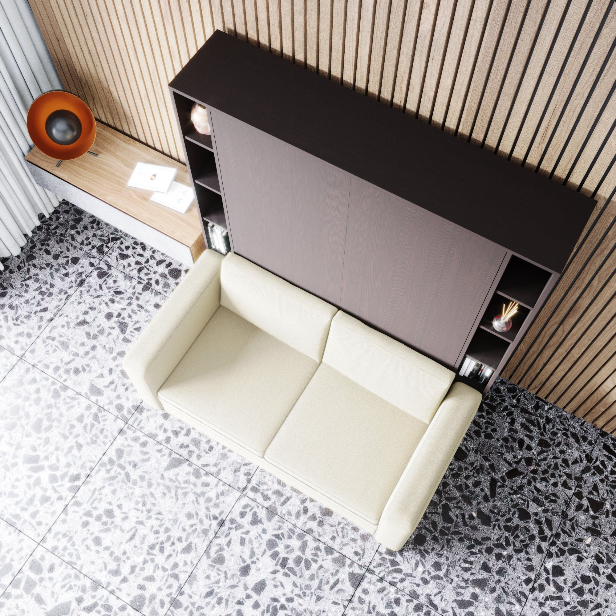 Cama Murphy con sofá y estantes Transformable Wall Bed Unit | Etsy