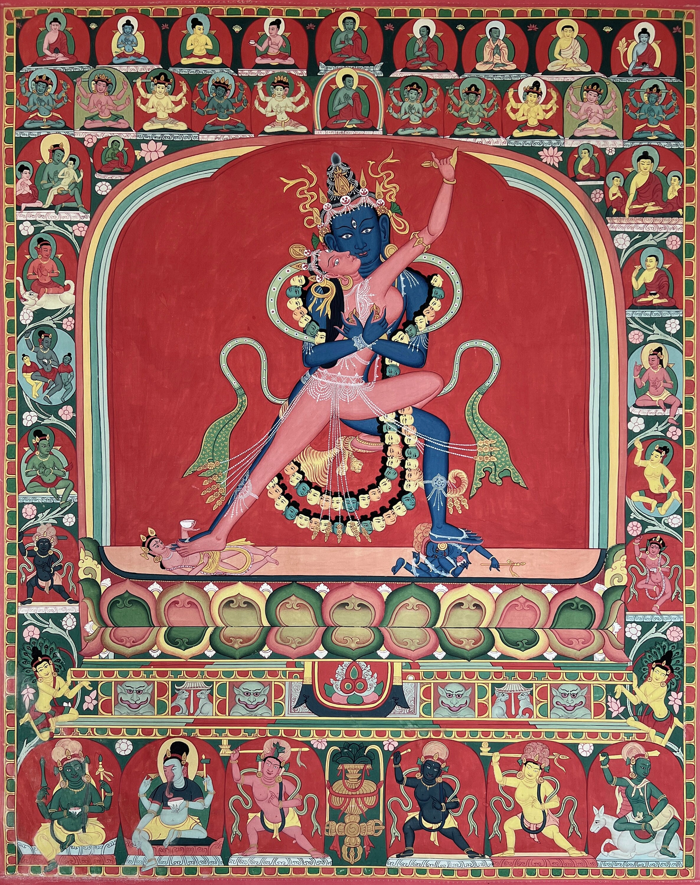 Chakrasamvara Thangka Painting: Newari Paubha, Vintage Tantric Art